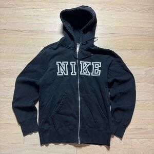 Vintage 2010s Nike Spellout Full Zip Hoodie Mens Medium Black Embroidered Y2K